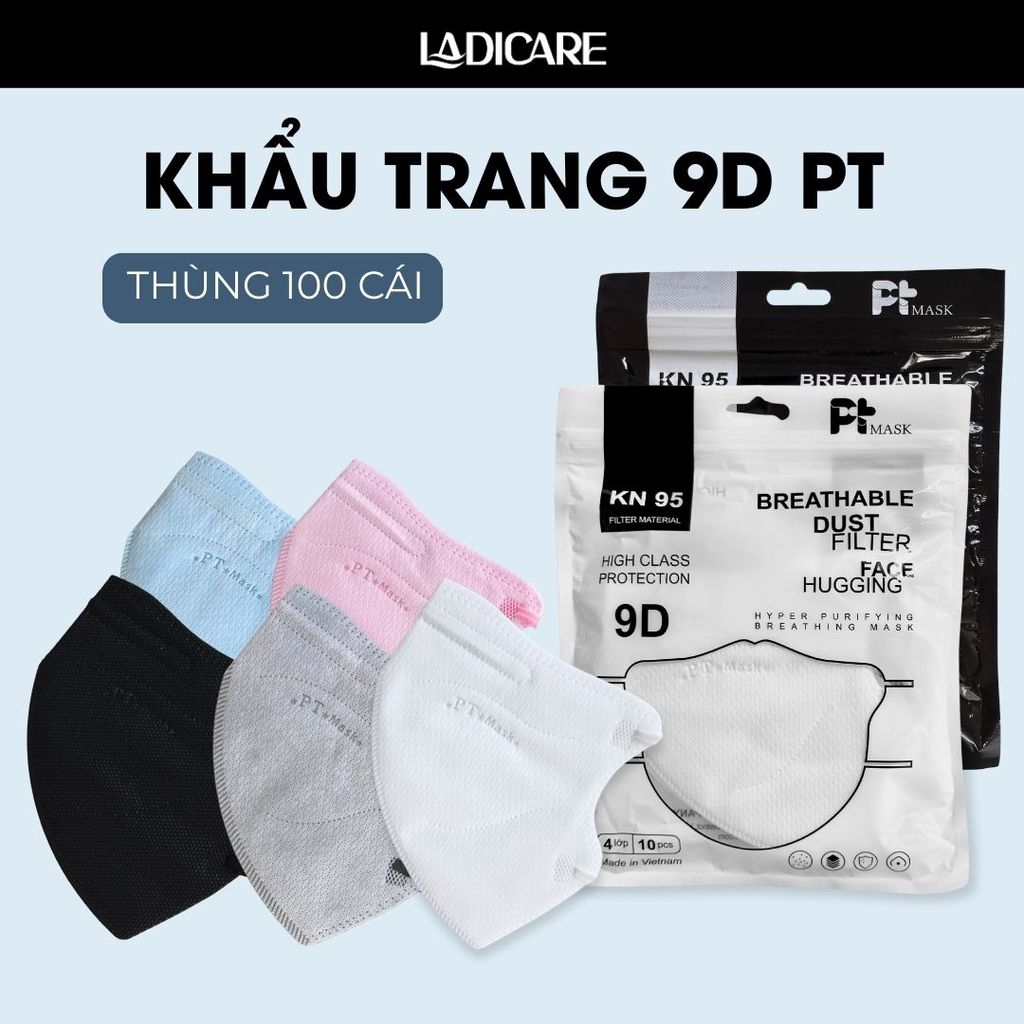 [Thùng 100 Cái] Khẩu trang 9D PT kháng khuẩn, khẩu trang 5D phiên bản nâng cấp công ty Phương Tuyến