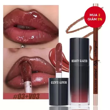 Bộ Son Bóng & Son Môi 2 Cái- Bộ Môi Không Dính Dưỡng Hydrat Hóa Với Môi Màu Khỏa Thân Tự Nhiên Phát Sáng, Dưỡng Ẩm Dầu Son Môi & Bút Chì Lỏng Sáng Bóng Lâu Trôi