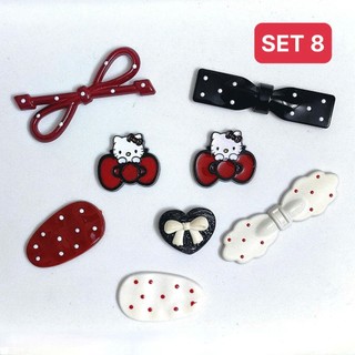 Set 08 Sticker/ Charm gắn dép: Charm HELLO KITTY 2- hàng Trend đang hot- Set Charm Hello Kitty Dễ Thương Gắn Túi, Kẹp