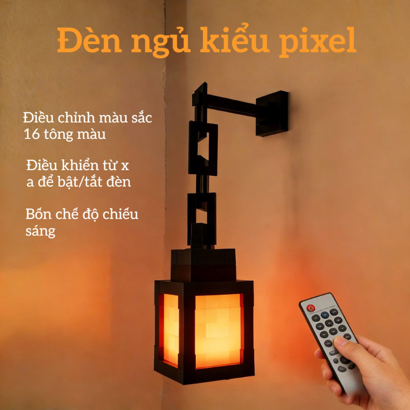 Đèn Ngủ Đổi Màu - Đèn Lồng/Đuốc Treo Tường & Cầm Tay,Đổi 16 Màu, Kèm Remote, Decor Phòng Ngủ Độc Đáo