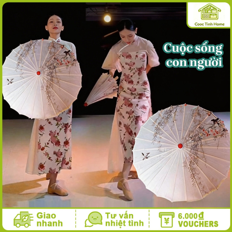 Ô Dù Cổ Trang Đa Năng Giấy 70/82cm - Hoa Văn Tinh Xảo, Cho Múa, Ảnh Thần Quang, Cosplay, Trang Trí