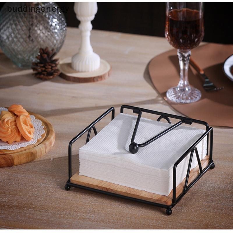 {BUDDI} Giá đỡ khăn ăn phẳng Giá đỡ khăn ăn bằng sắt kim loại Giá đỡ khăn ăn có đế bằng gỗ để trang trí mặt bàn nhà bếp tại nhà {buddingenergy}