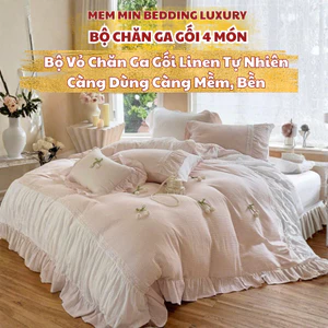 Bộ Chăn Ga Gối 4 món chất Linen tự nhiên, thoáng khí Memminbedding Luxury dùng quanh năm