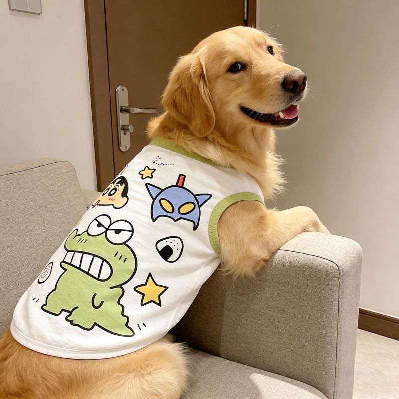 Quần áo cho chó cưng Hoạt hình siêu dễ thương Crayon Shin-Chan Áo Vest thân thiện với da Chó lớn Golden Retriever Labrador