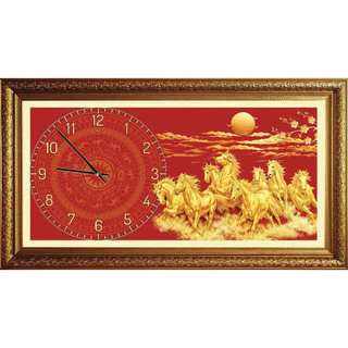 Tranh gắn đồng hồ Mã Đáo Thành Công 01 tráng gương đóng khung