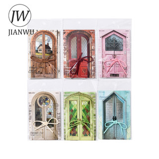 JIANWU Dreamways Through Doors Series Vintage Rỗng Cửa Phong Cảnh Chất Liệu Cắt Dán Sáng Tạo DIY Tạp Chí Văn Phòng Phẩm