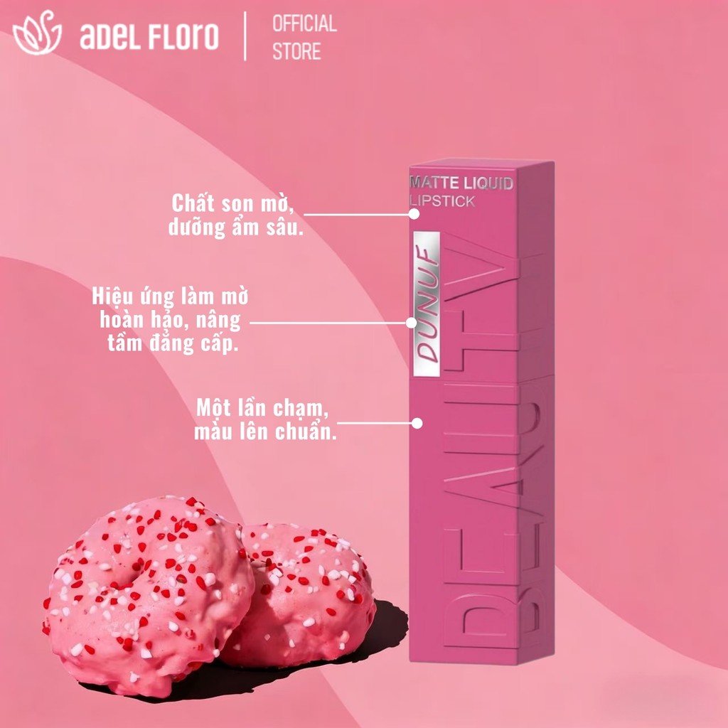 💋【Adel Floro】Son Lì VYNL | Siêu lì màu, mượt nhung, không khô môi, lên màu chuẩn