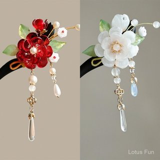 Mới! Kẹp Tóc Hoa Kính từ Gỗ Mun, Phong Cách Trung Hoa - Perfect Cho Lễ Cưới và Phụ Kiện Hanfu