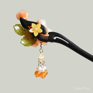 Kẹp tóc thủy tinh và ngọc mun phong cách cổ điển Trung Hoa - Phụ kiện hoàn hảo cho hanfu sườn xám