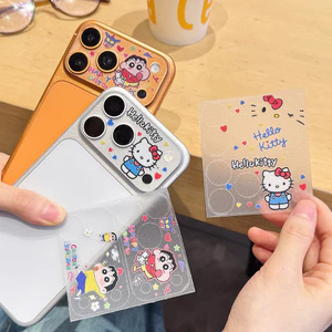 Siêu Mỏng Gấu Ngôi Sao Người Hoạt Hình Mèo Rỗng Ra Lấp Lánh Miếng Dán Cho iPhone 17 Pro Max 17 Pro Phim Mềm Ống Kính Đế Miếng