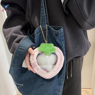 YOWEI 1 Cái Dễ Thương Trang Trí Xanh Lưu Trữ Túi Búp Bê Hình Túi Trưng Bày Kawaii Hoạt Hình Dâu Tây Sang Trọng Túi Trong Suốt Mặt Dây Chuyền Cô Gái Quà Tặng VN