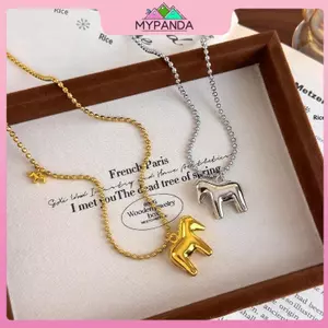 Dây chuyền hình ngựa Pony với hạt ngọc trai và kim loại - Phụ kiện thời trang cao cấp
