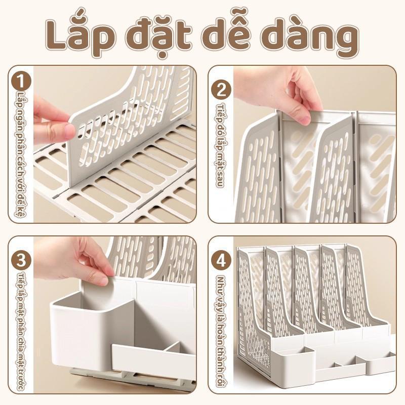 Giá Để Tài Liệu 4 Ngăn - Kệ Nhựa Đựng Sách Bền Bỉ Cho Học Tập Và Văn Phòng, Gọn Gàng