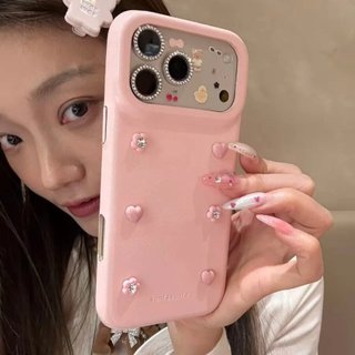 Hàn Quốc Ngọt Ngào Nữ Tính 3D Trái Tim Tình Yêu Hoa Ngọc Trai Xếp Ly Da PU Ốp Lưng Điện Thoại iPhone 17Promax 17Pro 14 15 16 Pro Max 13 Vỏ Di Động Nữ Chống Sốc