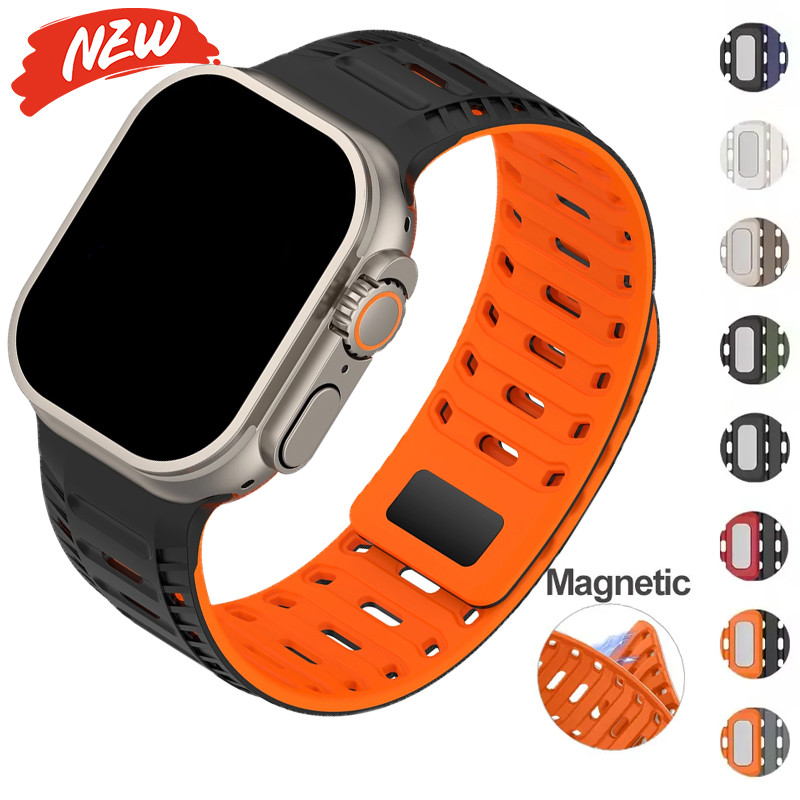 Dây đeo silicon từ tính tương thích cho Apple Watch Series11 / 10 46mm Ultra3 / 2 / 1 49mm 9 8 7 6 SE 44mm 45mm