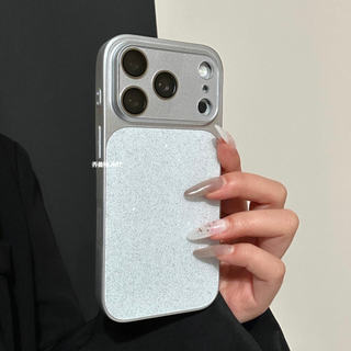 Phim Bảo Vệ Ống Kính Hàn Quốc Bột Lấp Lánh Mạ Điện Màu Cam Ốp Lưng Điện Thoại iPhone 17Promax 17Pro 13 14 15 16 Pro Max Vỏ Di Động Nữ Chống Sốc