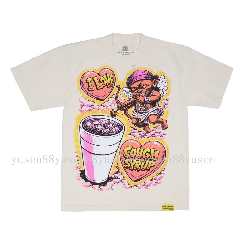 Áo thun hip-hop retro Mỹ với chủ đề "I Love Cough Syrup", chất lượng cao
