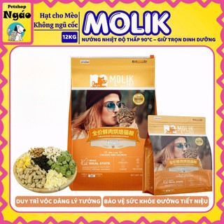 Thức Ăn Cho Mèo MOLIK ( 12kg )  Mix 8 Topping,dễ hấp thu,bảo vệ đường tiết niệu, Ngừa Búi Lông