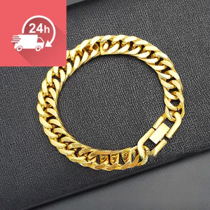 Châu Âu và Mỹ retro tối giản dây chuyền Cuba hip-hop thép titan chất lượng cao đa năng Vòng tay nam cá nhân hóa