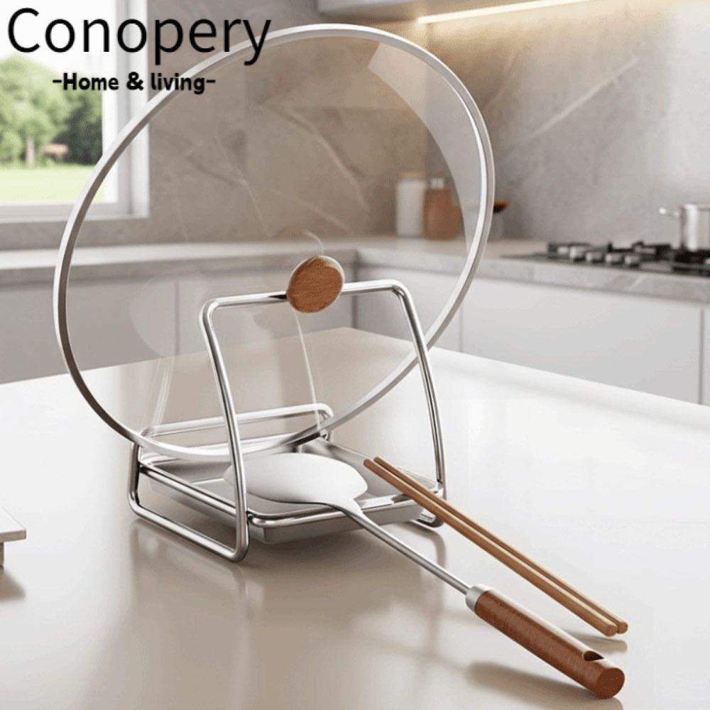 Giá đỡ nắp nồi CONOPERY, Giá đỡ thớt chống gỉ bằng thép không gỉ, bền bỉ với khay thoát nước Giá đỡ thìa dung tích lớn
