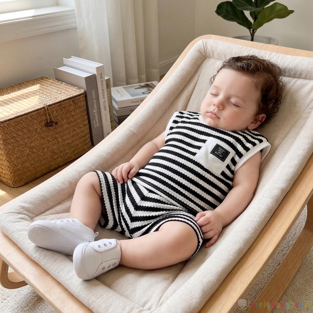 LBH-2 Cái Bé Trai Tập Đi Mùa Hè Không Tay Cổ Tròn Sọc In Hình Xe Tăng Áo Và Quần Short Co Giãn