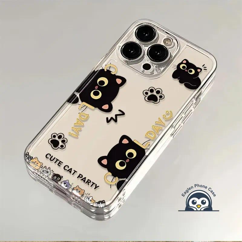 Ốp Điện Thoại Mèo Đen Dễ Thương Cho OPPO A6X A6S A6T A6 Pro A5 A5i Pro A5X A5S A3S A3 Pro A3X A15 A15S A12E A9 A5 2020 ACE 2 5G 4G Vỏ Hoạt Hình Trong Suốt Vỏ Mềm Chống Sốc