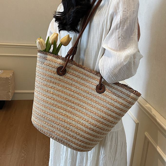ANCO 2026 Xuân/Hè Mới Khối Lượng Lớn Nhiếp Ảnh Dệt Một Vai Tote Túi Du Lịch Đa Năng Cho Phụ Nữ Đi Biển