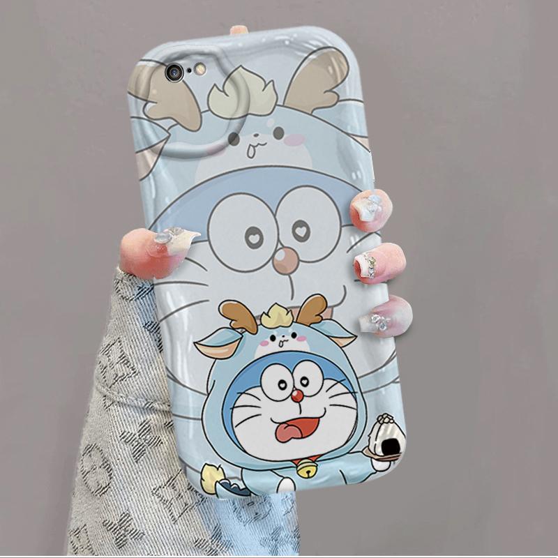 Ốp Silicon Hoạt Hình Cho iPhone 6 6S 6 Plus 6S Plus 7 8 Plus SE 2020 Vỏ Điện Thoại Mềm 3D Cặp Đôi Doremon Chống Sốc Mặt Sau