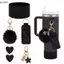 QIUWU 6 Phụ Kiện Bộ Chai Nước Giày Có Móc Mini Lipsti Tay Túi Pom Daisy Charm Móc Khóa Cho Stanley Tumbler.