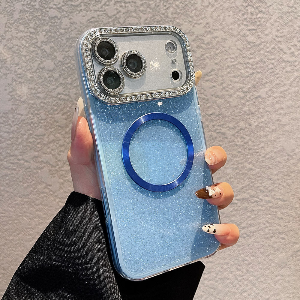 Ốp điện thoại hình kim cương hút từ tính cho iPhone 17 Pro Max 17 Air 16 Plus 15 14 13 12 11 Vỏ bảo vệ chống sốc