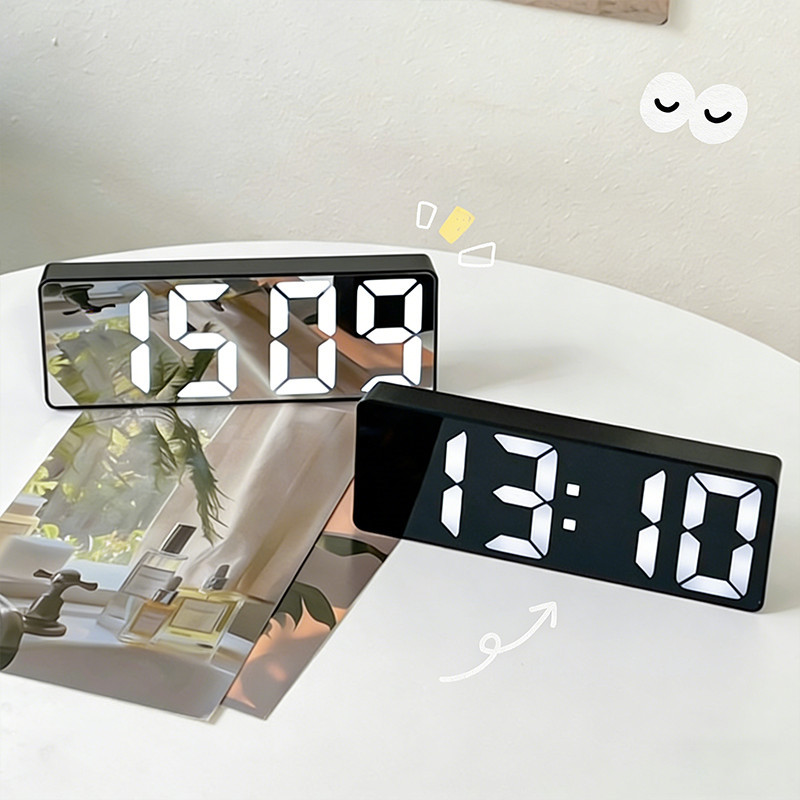 Đồng hồ LED 3D thông minh để bàn treo tường, báo thức, hiển thị thời gian & nhiệt độ, decor vintage phòng ngủ