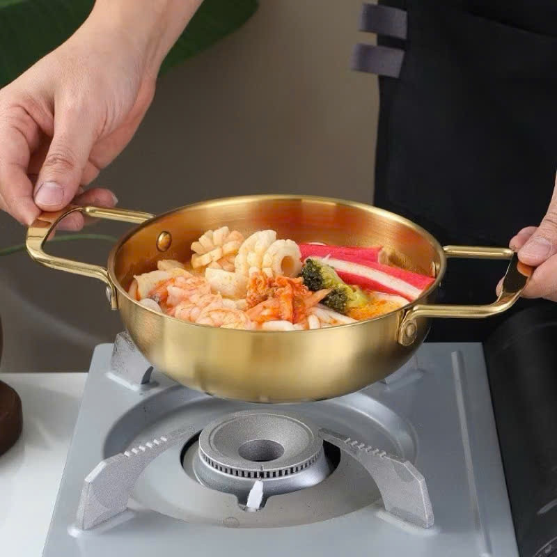 Nồi Lẩu, Mì Cay, Soup INOX Mạ Vàng,Chảo Nấu Ăn Mini 20cm Chảo Đáy Sâu Chống Dính Làm Nồi Lẩu Dùng Được Bếp Gas, Bếp Điện