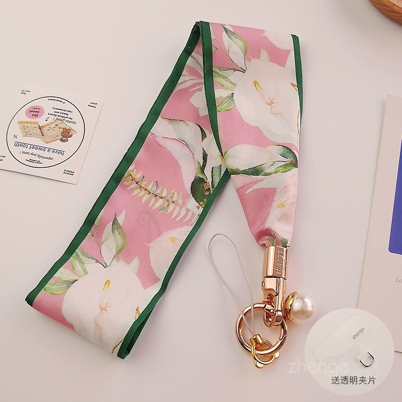 Điện Thoại Di Động Dây Treo Cổ Phong Cách Dài ins Nữ Mùa Hè Tươi Băng Lụa Khăn Hoa Phiên Bản Rộng Thoải Mái Ngoài Trời