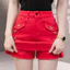 Váy Mini Denim màu trắng trơn dành cho nữ Váy cạp cao chữ A