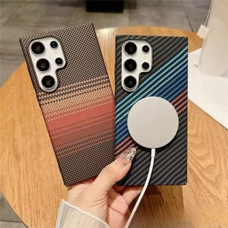 [JLK] Ốp từ tính họa tiết sợi Carbon Kevlar siêu mỏng Busines cho Samsung Galaxy S26 Ultra ốp lưng s25 fe S24 S23 S22 Plus A57 A17 A16 A55 A56 Charge Skin Feel Cover