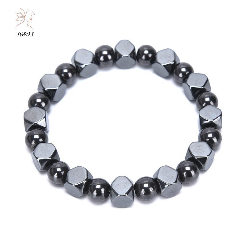 Vòng tay nam hạt hematite từ tính co giãn, hỗ trợ chăm sóc sức khỏe