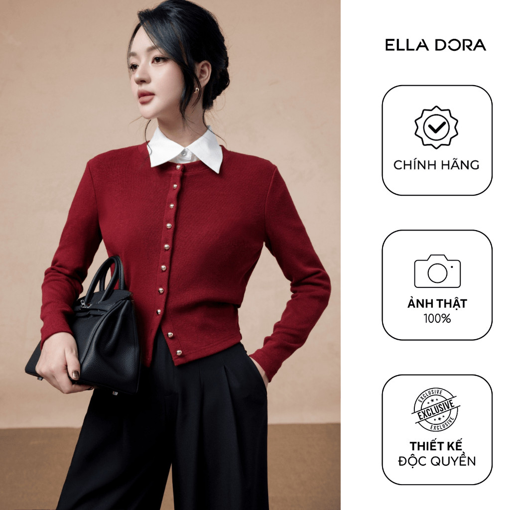 Áo len Cardigan nữ ELLA DORA dài tay cúc trước form gọn thiết kế thanh lịch sang trọng 2 màu [AT70]
