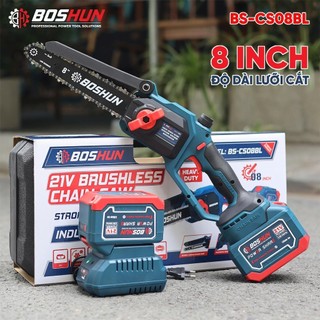 Máy Cưa Xích BOSHUN BS-CS08BL, Lam Xích 8inch, Không Chổi Than - 15cell - Có Tra Nhớt