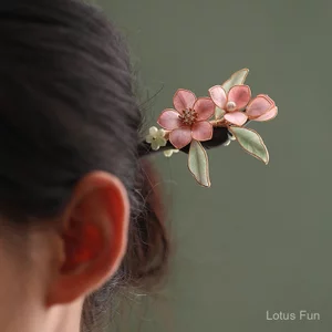Kẹp tóc handmade hoa nhung phong cách cổ điển Trung Quốc, phù hợp với trang phục Hanfu