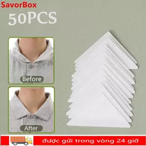 SAVORBOX - 50 Miếng Đệm Cố Định Cổ Áo Nam, PVC Tự Dính, Hỗ Trợ Định Hình Cổ Áo Sơ Mi