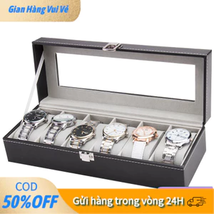 【24H】Bộ sưu tập hộp đựng đồng hồ đa năng nhiều ngăn từ chất liệu da và gỗ cao cấp có nắp đậy chống bụi hiệu quả
