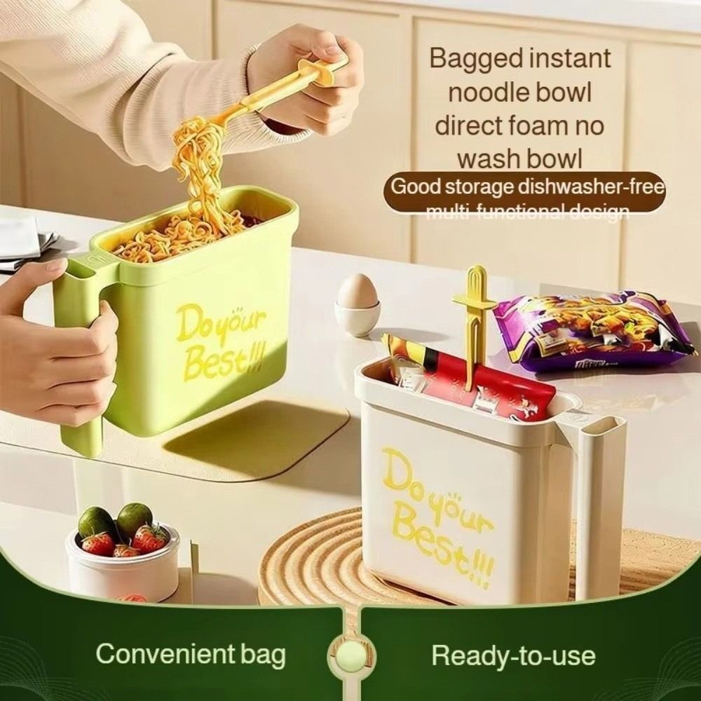 [Vận chuyển nhanh] Bát mì ăn liền lười biếng không giặt SIMPLEAID, có nĩa Bát mì ăn liền đa chức năng trong túi, Hộp đựng mì ăn liền di động chịu nhiệt độ cao
