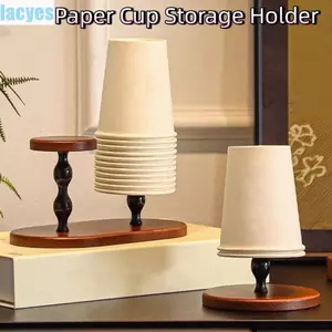 Hộp đựng cốc giấy LACYES, Hộp đựng cốc dùng một lần đơn giản trang trí, Hộp đựng cốc trà bằng gỗ cổ điển bền bỉ Phòng ăn