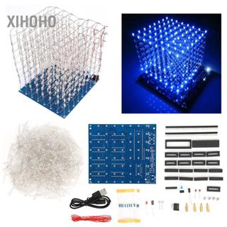 xihoho Hyuduo 3D Led Light Squared Kit 8x8x8 Cube Red Blue DIY Hand Made Trang trí nội thất Sáng bóng và độc đáo Tay nghề tuyệt vời để làm quà tặng chân thành (Màu đỏ)