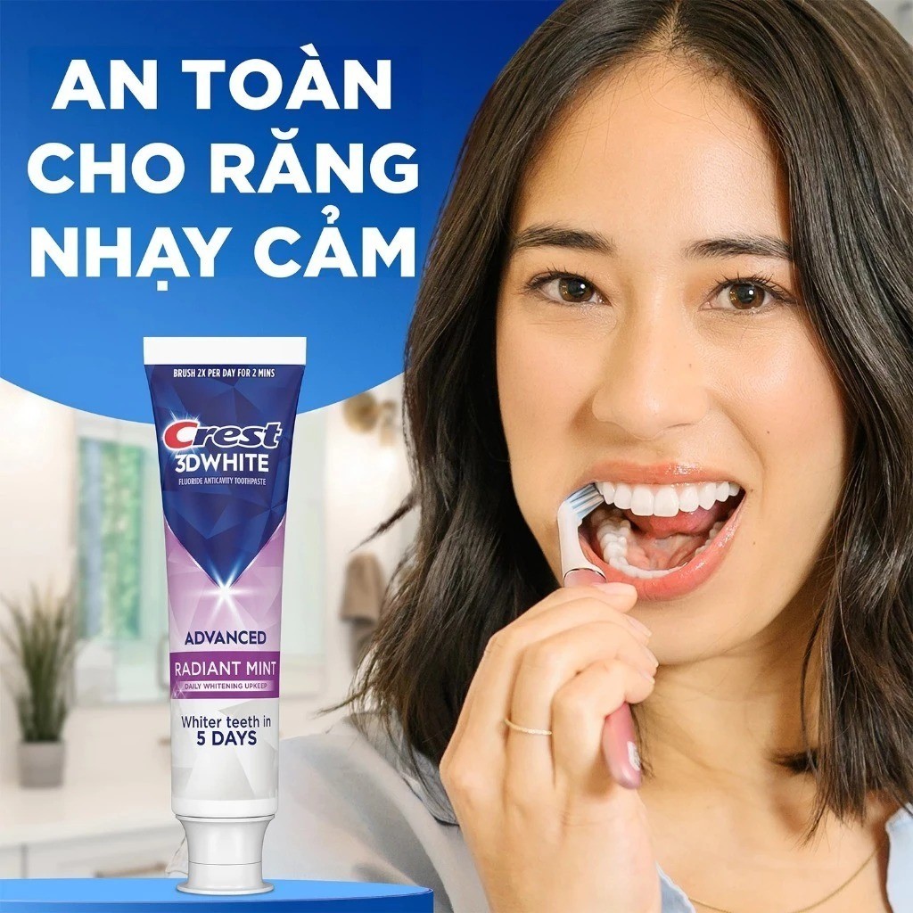Kem Đánh Trắng Răng Crest 3D White Radiant Mint , Brillance / Deep Clean/ Scope /Advanced Whitening
