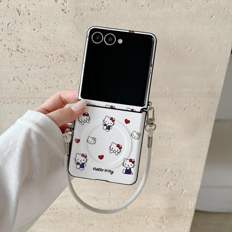 Hoạt Hình Dễ Thương Trái Tim Đỏ Kt Từ Tính Ốp Lưng Điện Thoại Thích Hợp Cho Samsung Galaxy ZFlip7 zflip6 Dây Gấp Vỏ Cứng Cho Z Flip 7 6 5 74 5G PuraX N3Flip MixFlip 2 Vỏ Bảo Vệ