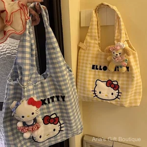 Túi đeo vai một vai di động bằng vải Canvas kitty phong cách dễ thương dành cho người đi lại Túi đeo vai dung tích lớn