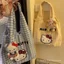 Túi đeo vai một vai di động bằng vải Canvas kitty phong cách dễ thương dành cho người đi lại Túi đeo vai dung tích lớn