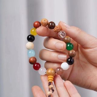 Lingyin Mười Tám Hạt Giống Bồ Đề Vòng Tay Quốc Gia Hợp Thời Trang Retro Nhiều Hạt Vòng Tay Handmade Phật Hạt Mân Côi Unisex Trang Sức PXE4
