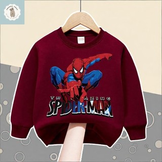 Áo nỉ mỏng, thoải mái, in một mặt hình Ultraman và Spiderman dành cho bé trai, thích hợp mặc ngoài trời.